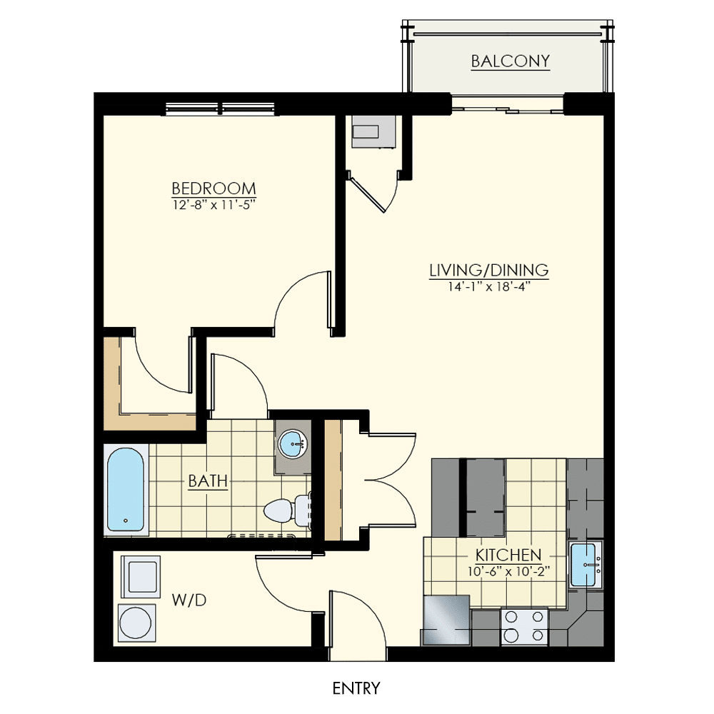 The Winston at Lyndhurst One Bedroom Floor Plan A2