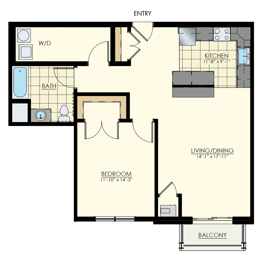 The Winston at Lyndhurst One Bedroom Floor Plan A5